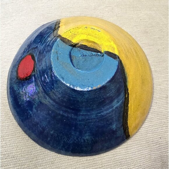 Handcrafted Native American Ceramic Bowl With Sun & Waves  10"W x 4" Tall - Picture 3 of 10